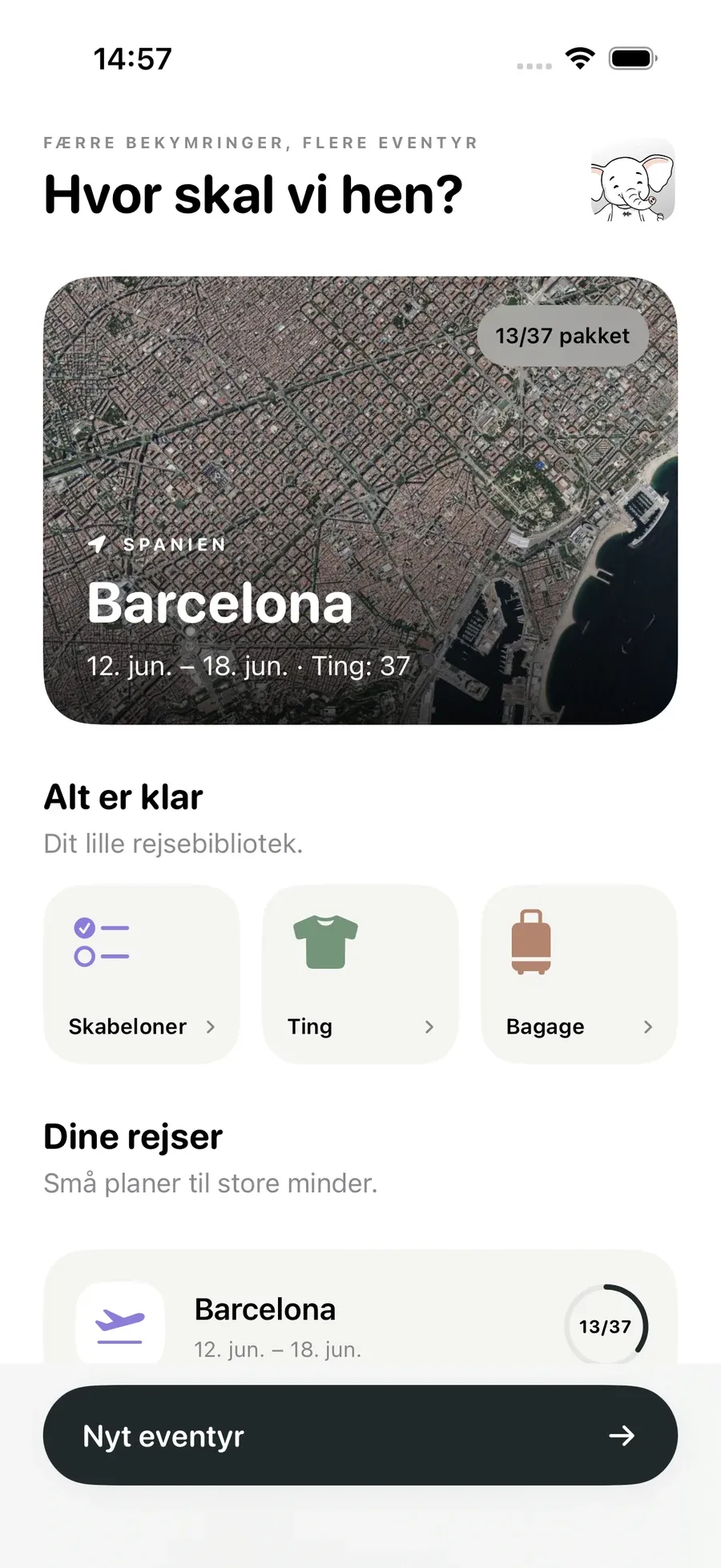 Dine rejser — Packmio