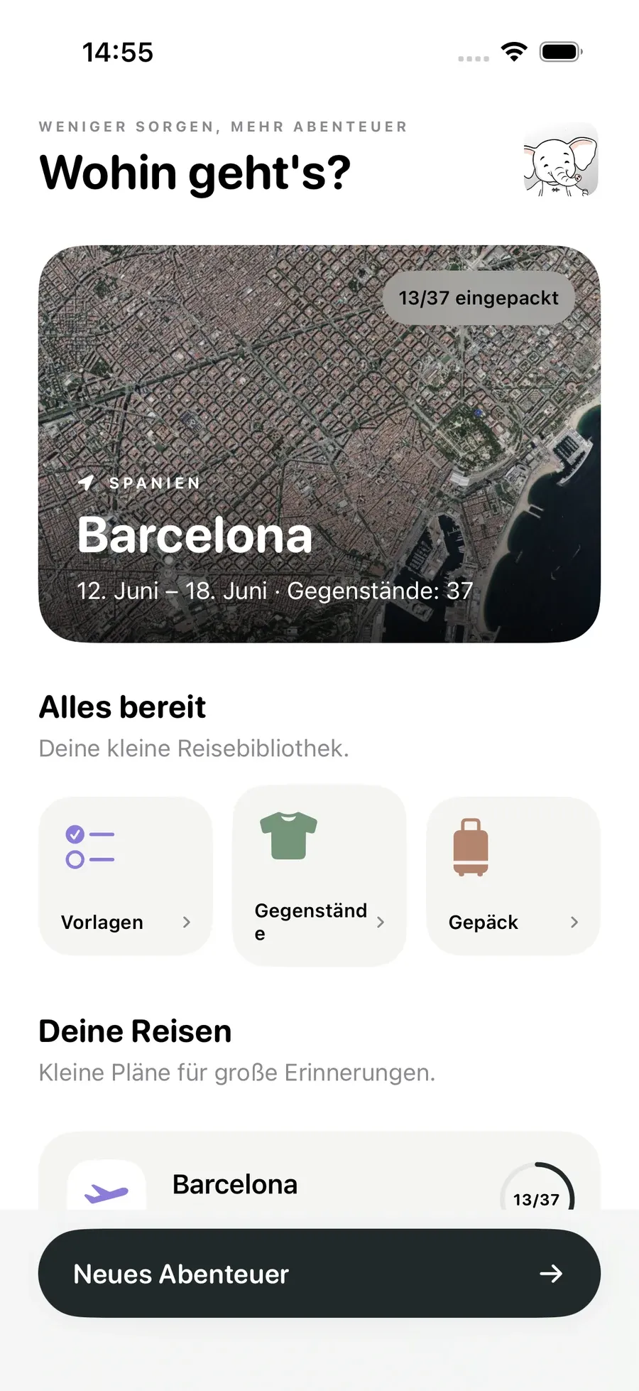 Deine Reisen — Packmio