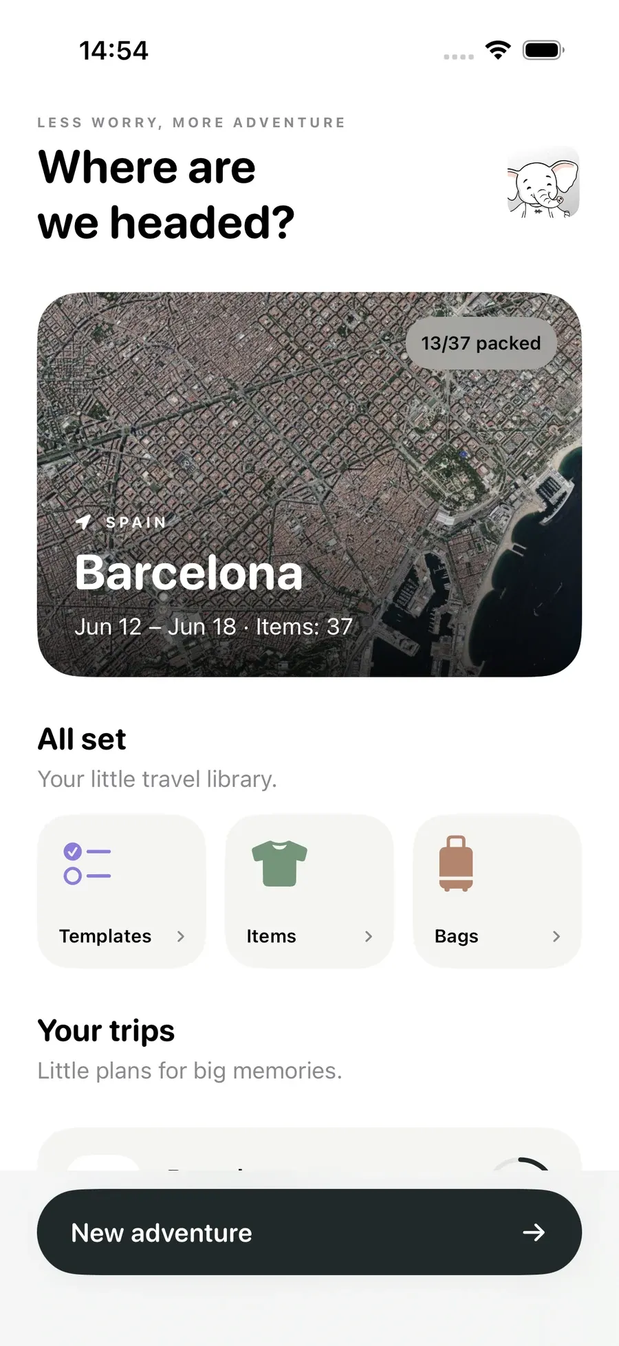 Your trips — Packmio