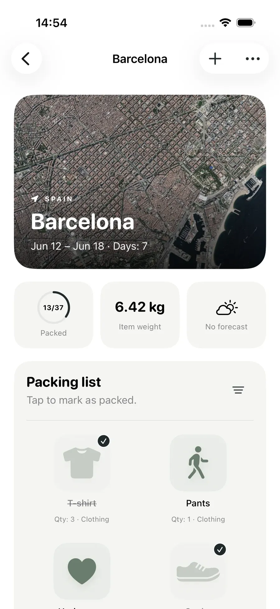 Your trips — Packmio