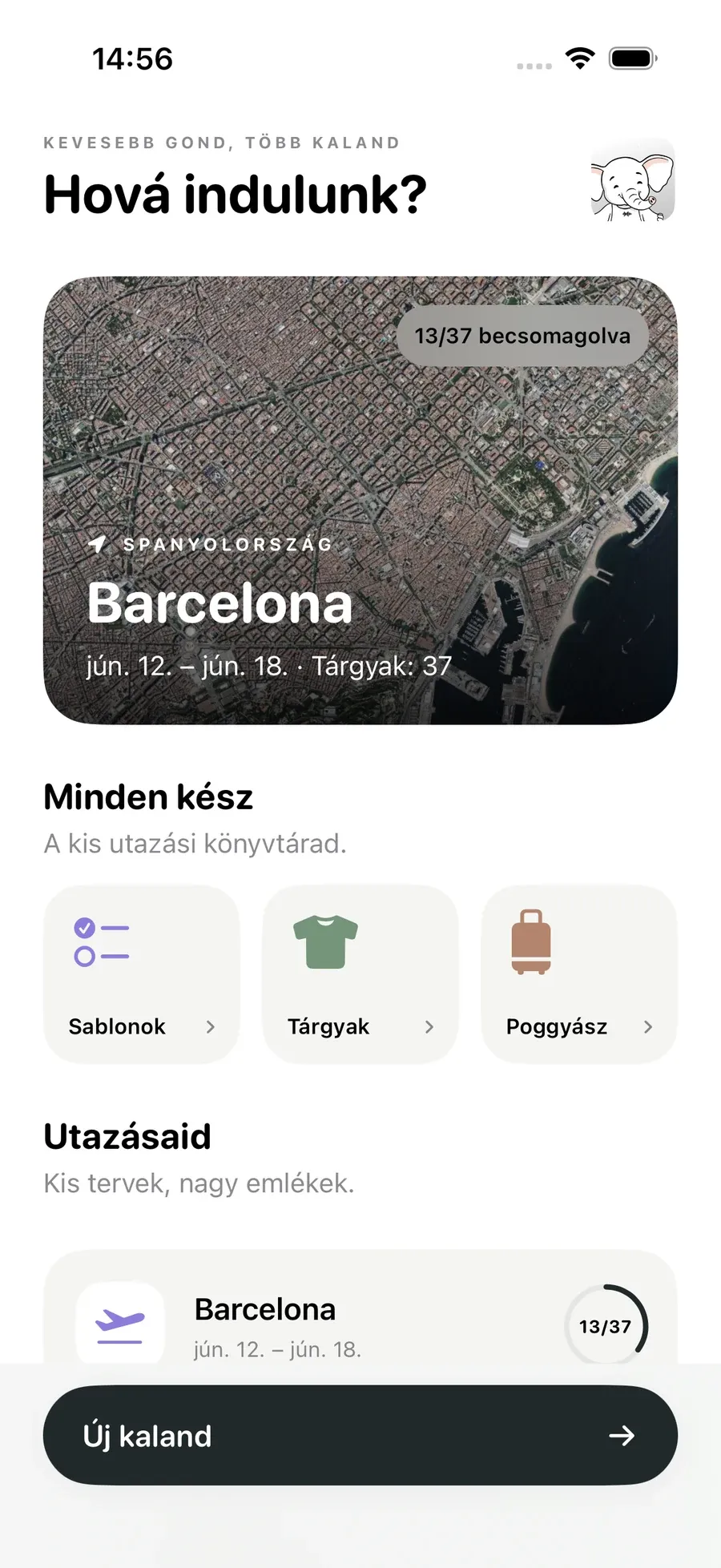 Utazásaid — Packmio