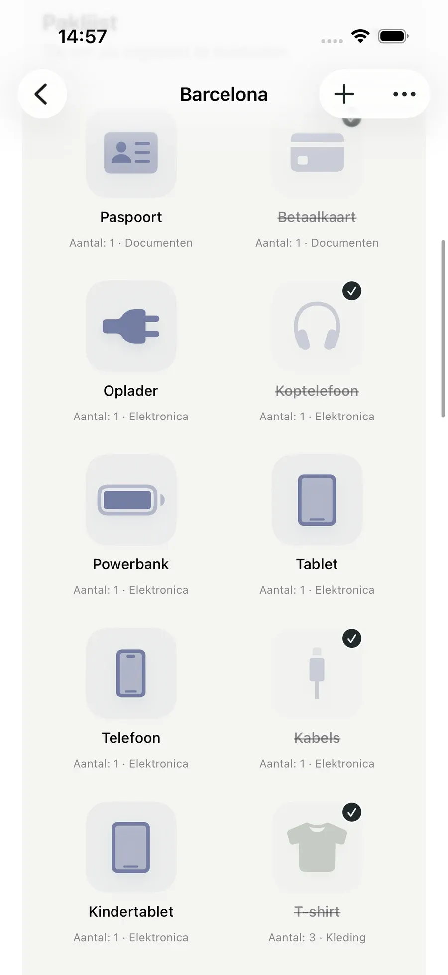 Paklijst — Packmio
