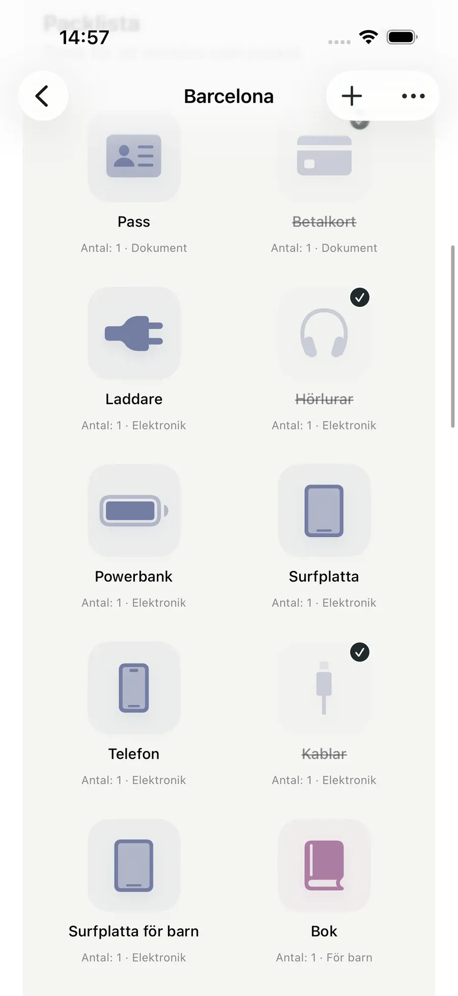 Packlista — Packmio